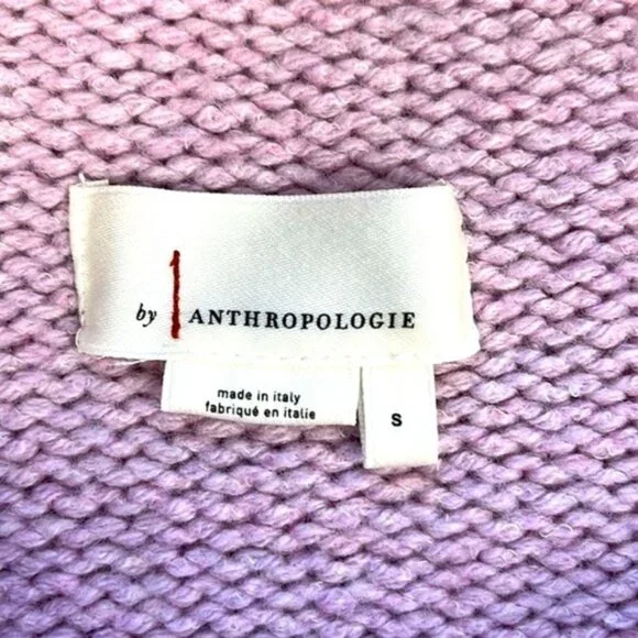 Anthropologie Cashmere Wool Sweater Cowl Neck Oversize Pastel Lilac Turtleneck S - Picture 8 of 9